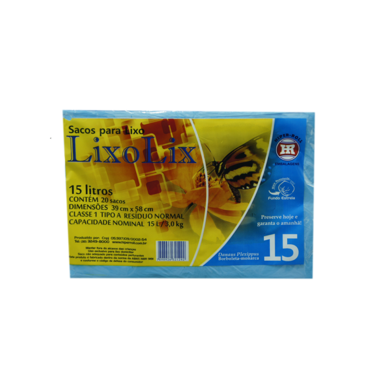 SACO PARA LIXO AZUL 39x58 | 15 LITROS C/20 SACOS FD C/25