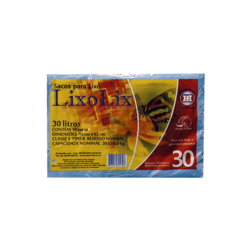 SACO PARA LIXO AZUL 59x62 | 30 LITROS C/10 SACO FD C/25