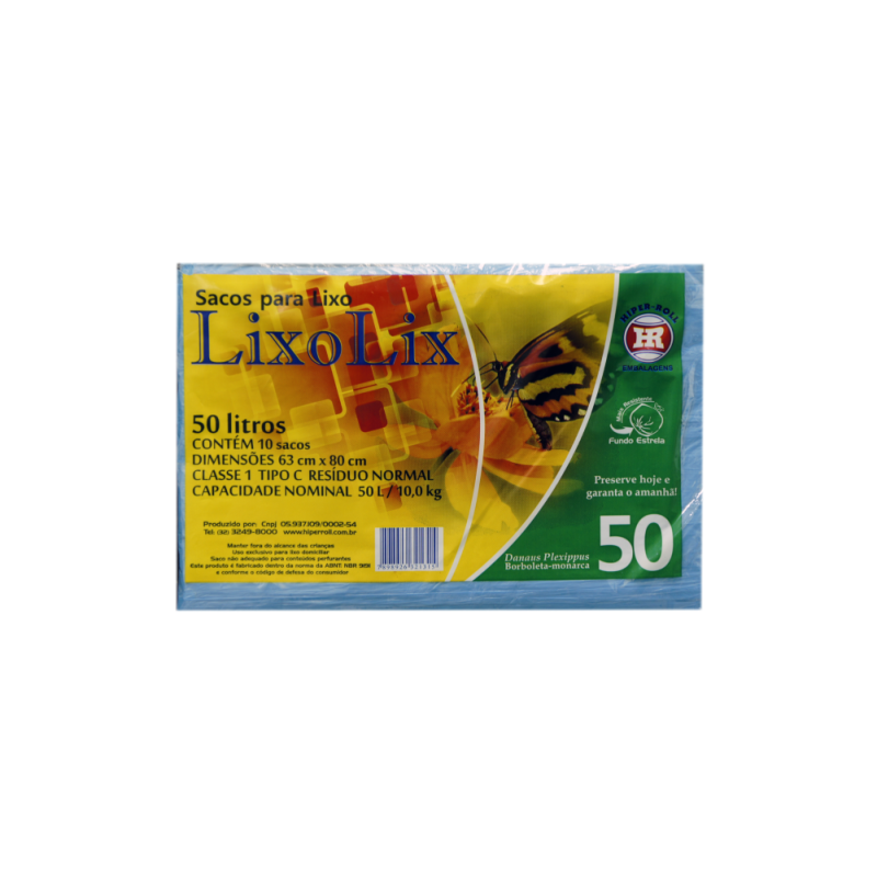 SACO PARA LIXO AZUL 63x80 | 50 LITROS C/10 SACOS FD C/25