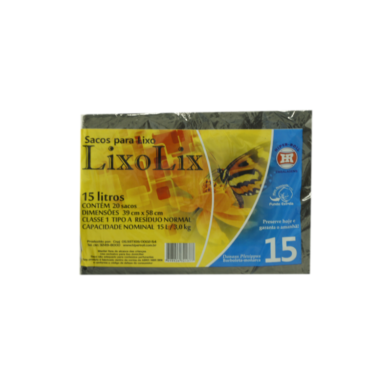 SACO PARA LIXO PRETO 39x58 | 15 LITROS C/20 SACOS FD C/25