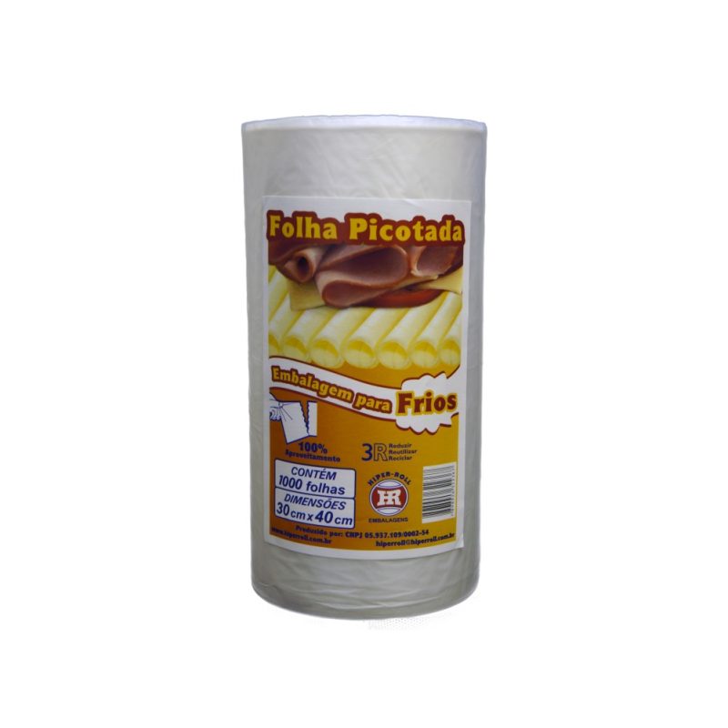 BOBINA PICOTADA HIPERROLL FILME FOLHA 30x40 | C/1000 FOLHAS FD C/8