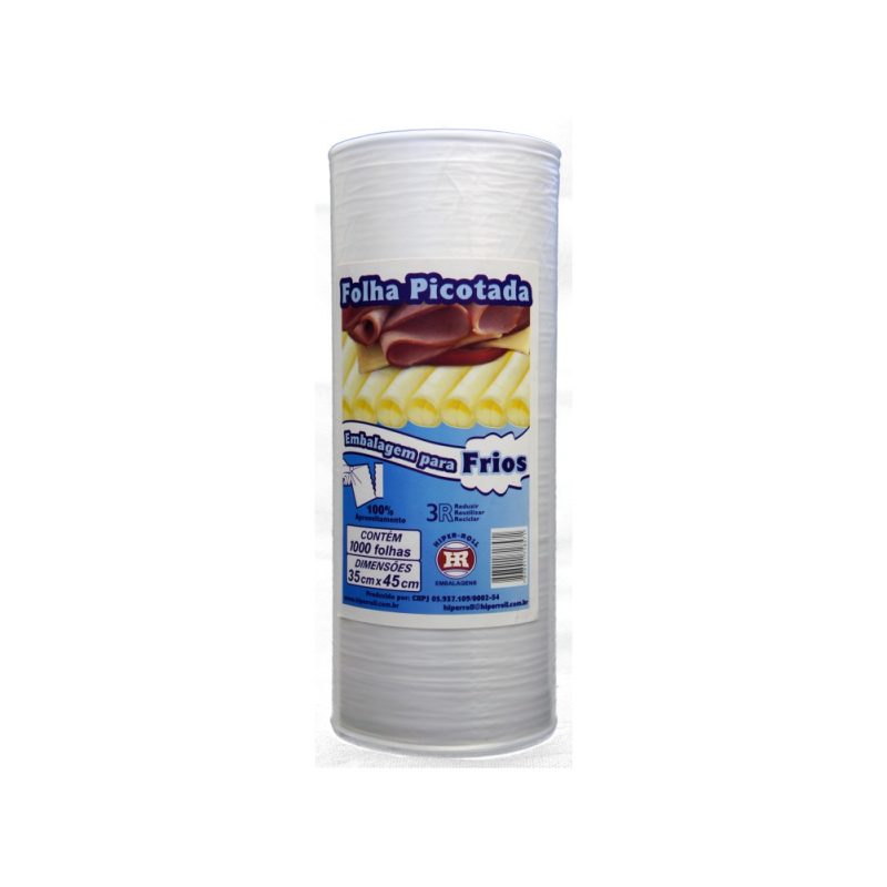 BOBINA PICOTADA HIPERROLL FILME FOLHA 35x45 | C/1000 FOLHAS FD C/6