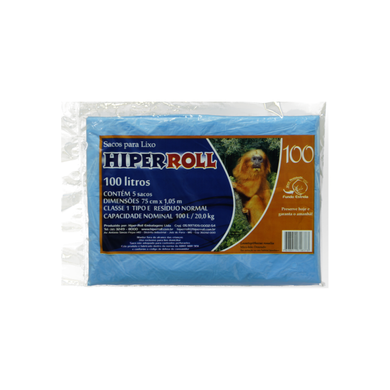 SACO PARA LIXO AZUL 75x105 | 100 LITROS C/5 SACOS FD C/25