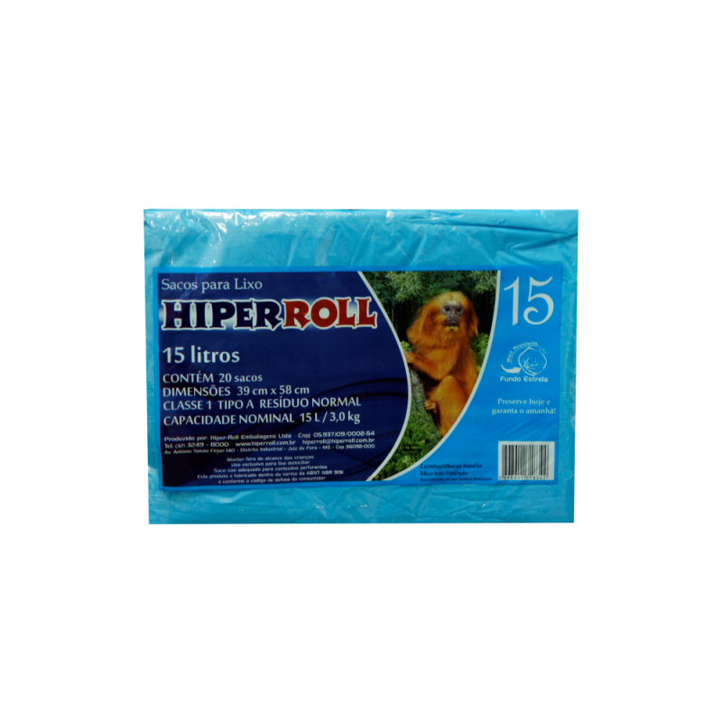 SACO PARA LIXO AZUL 39x58 | 15 LITROS C/20 SACOS FD C/25