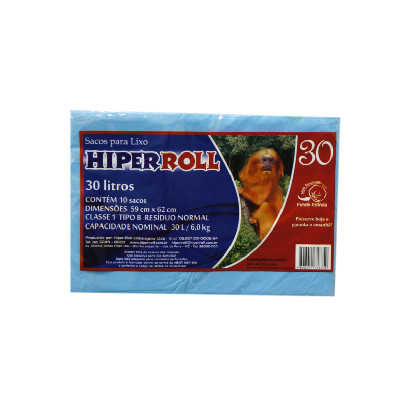 SACO PARA LIXO AZUL 59x62 | 30 LITROS C/10 SACOS FD C/25
