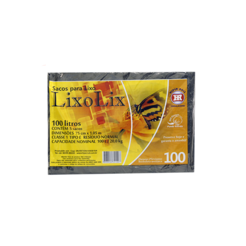 SACO PARA LIXO PRETO 75x105 | 100 LITROS C/5 SACOS FD C/25