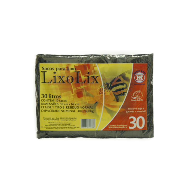 SACO PARA LIXO PRETO 59x62 | 30 LITROS C/10 SACOS FD C/25