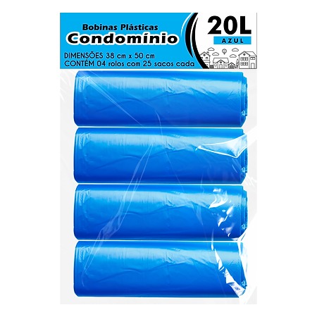 SACO PLÁSTICO CONDOMÍNIO LEVE | 38x50 LITROS C/25 SACOS POR ROLO