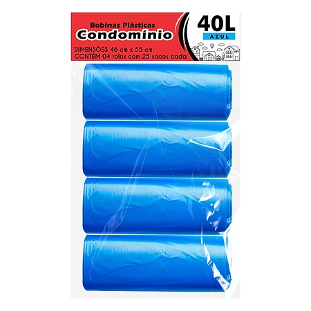 SACO PLÁSTICO CONDOMÍNIO LEVE | 46x55 40 LITROS C/25 SACOS POR ROLO