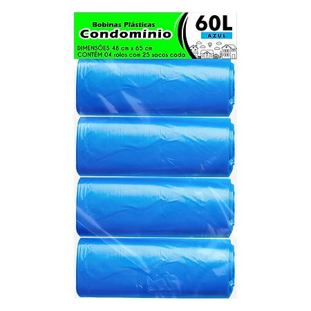 SACO PLÁSTICO CONDOMÍNIO LEVE | 48x65 40 LITROS C/25 SACOS POR ROLO
