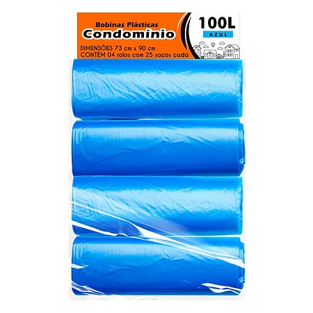 SACO PLÁSTICO CONDOMÍNIO LEVE | 73x90 100 LITROS C/25 SACOS POR ROLO