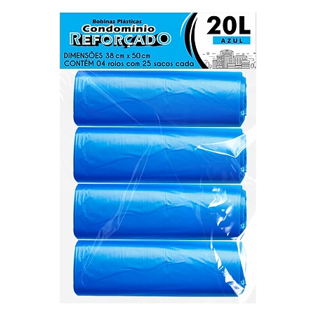 SACO PLÁSTICO CONDOMÍNIO REFORÇADO | 38x50 20 LITROS C/25 SACOS POR ROLO