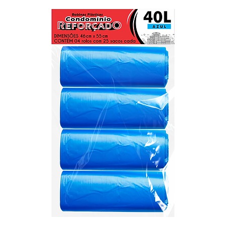 SACO PLÁSTICO CONDOMÍNIO REFORÇADO | 46x55 40 LITROS C/25 SACOS POR ROLO