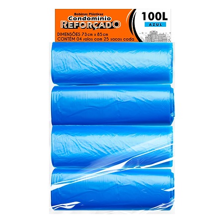 SACO PLÁSTICO CONDOMÍNIO REFORÇADO | 73x85 100 LITROS C/25 SACOS POR ROLO
