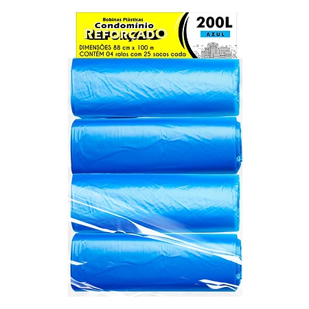 SACO PLÁSTICO CONDOMÍNIO REFORÇADO | 88x100 200 LITROS C/25 SACOS POR ROLO