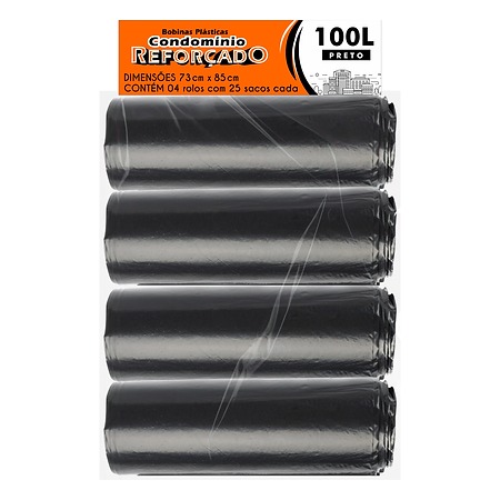 BOBINA PLÁSTICA CONDOMÍNIO REFORÇADO | 73X85 100 LITROS C/25 SACOS POR ROLO