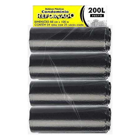 BOBINA PLÁSTICA CONDOMÍNIO REFORÇADO | 88X110 200 LITROS C/25 SACOS POR ROLO