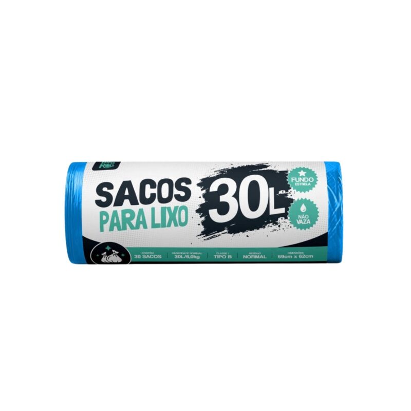SACO PARA LIXO AZUL | 59X62 - 30 LITROS C/50 SACOS FD C/10