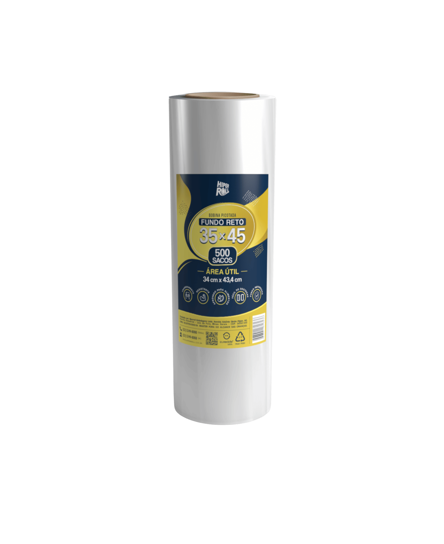 BOBINA PICOTADA HIPERROLL LISA 35×45 | C/500 SACOS FD C/6